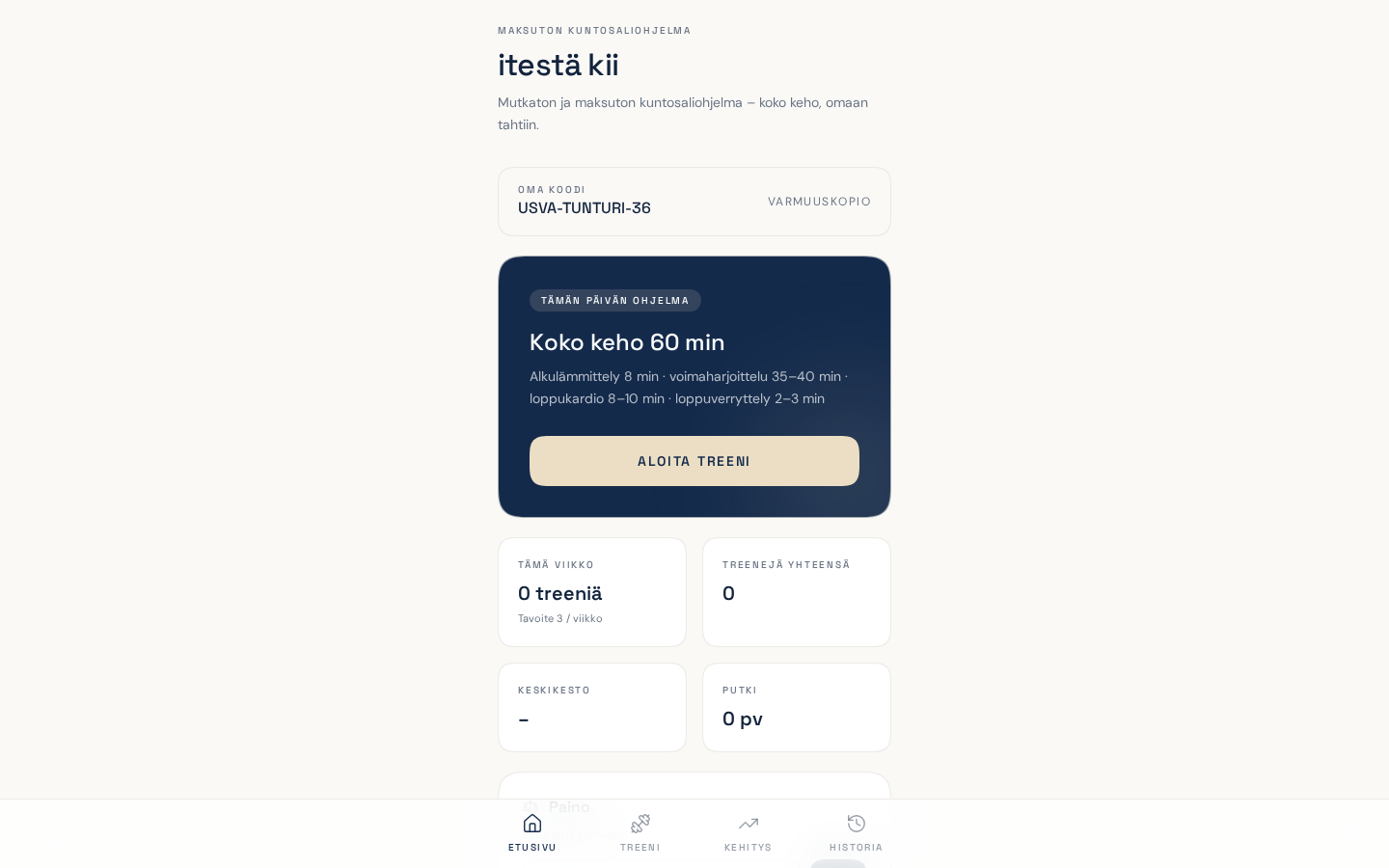 Itestä kii — gym program
